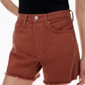 Aritzia Denim Forum Ex Boyfriend Mid Thigh Short Terra Cotta